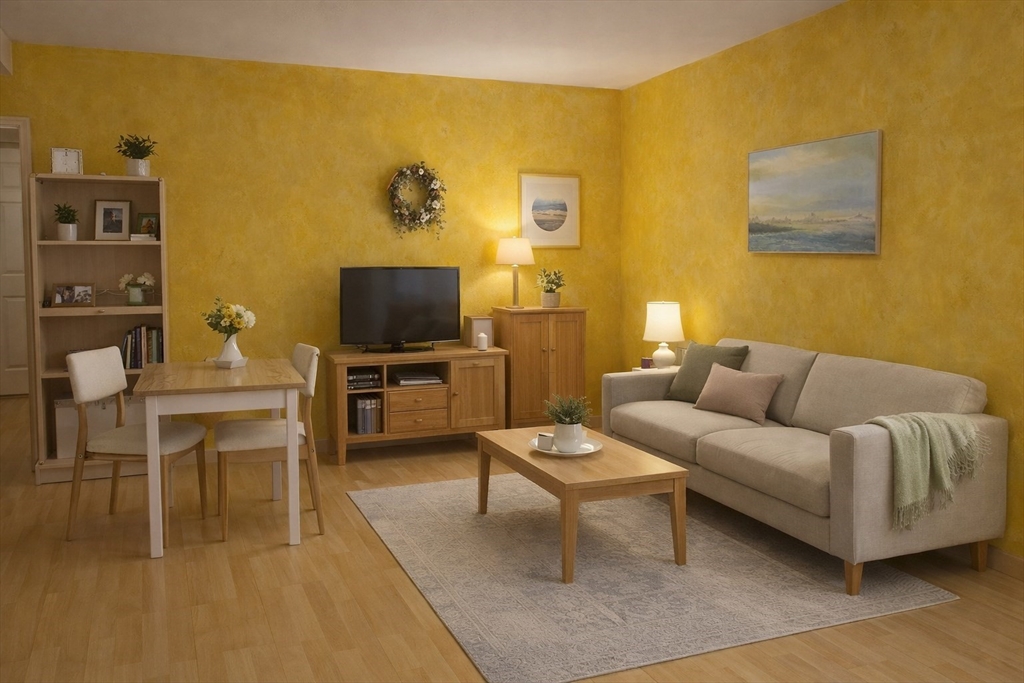 100 Marion Street, Unit B Brookline, MA 02446 - Photo 2 of 9 a living room with furniture and a flat screen tv