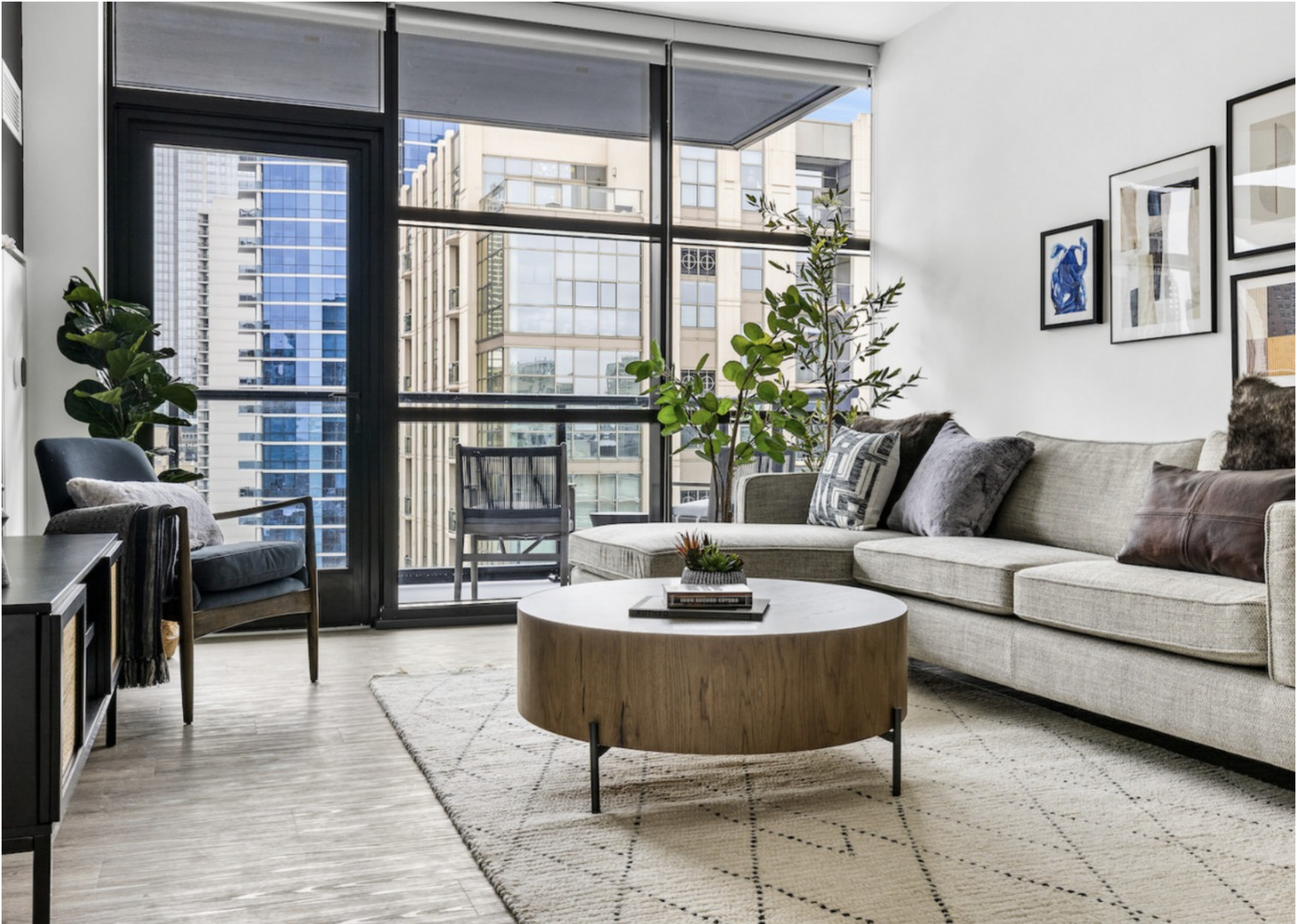 741 North Wells Street, Unit 903 Chicago, IL 60654 - Photo 3 of 12 a living room with furniture and a potted plant