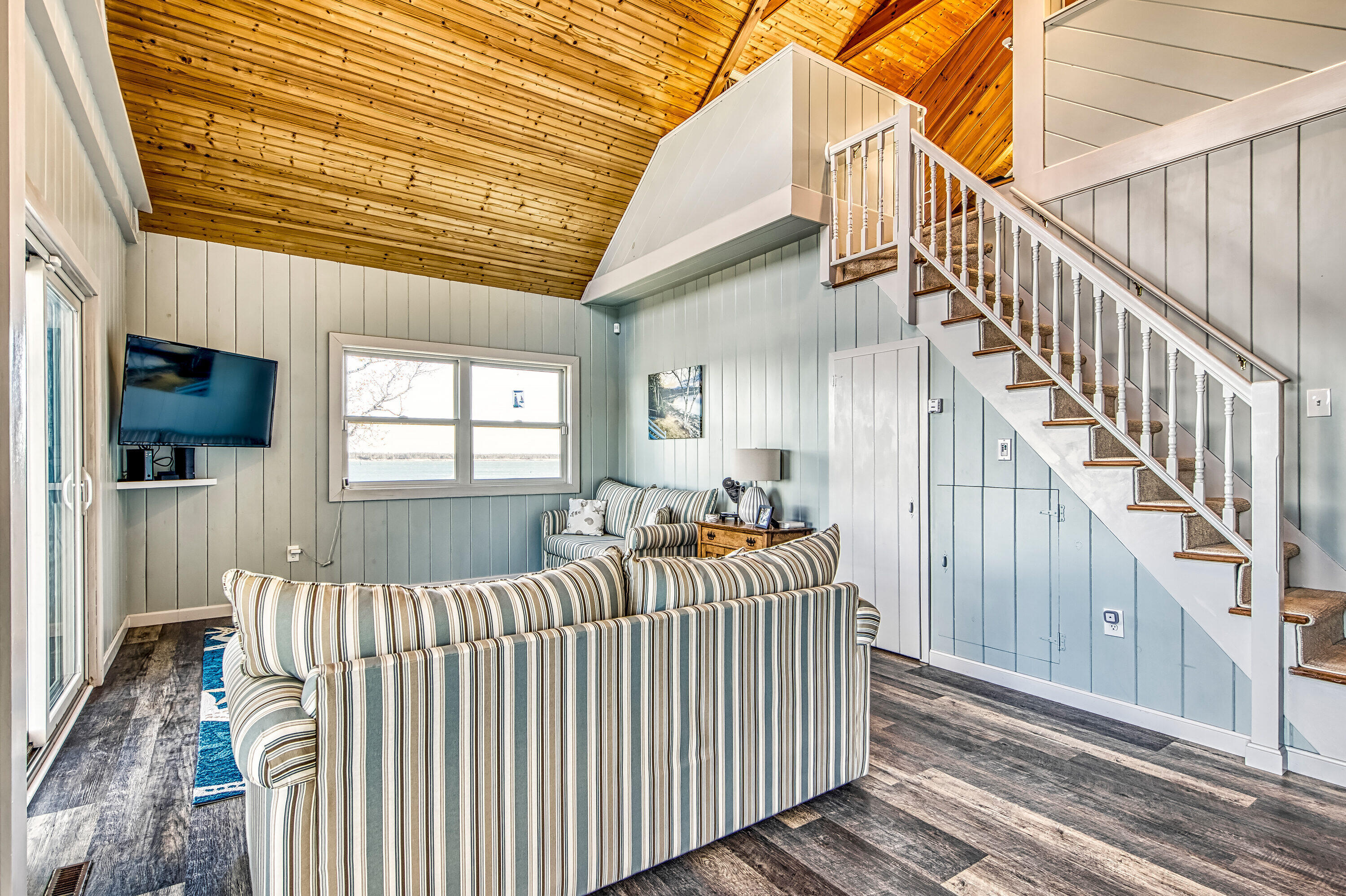 219 Paul Bunyan Road Gouldsboro, ME 04624 - Photo 10 of 27 219 PBR great room and stairs