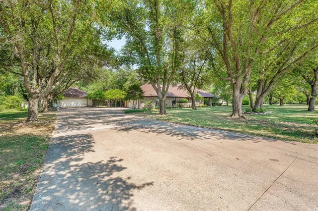 a backyard of a house with lots of green space and trees