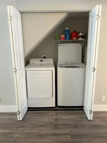 a utility room with dryer and washer