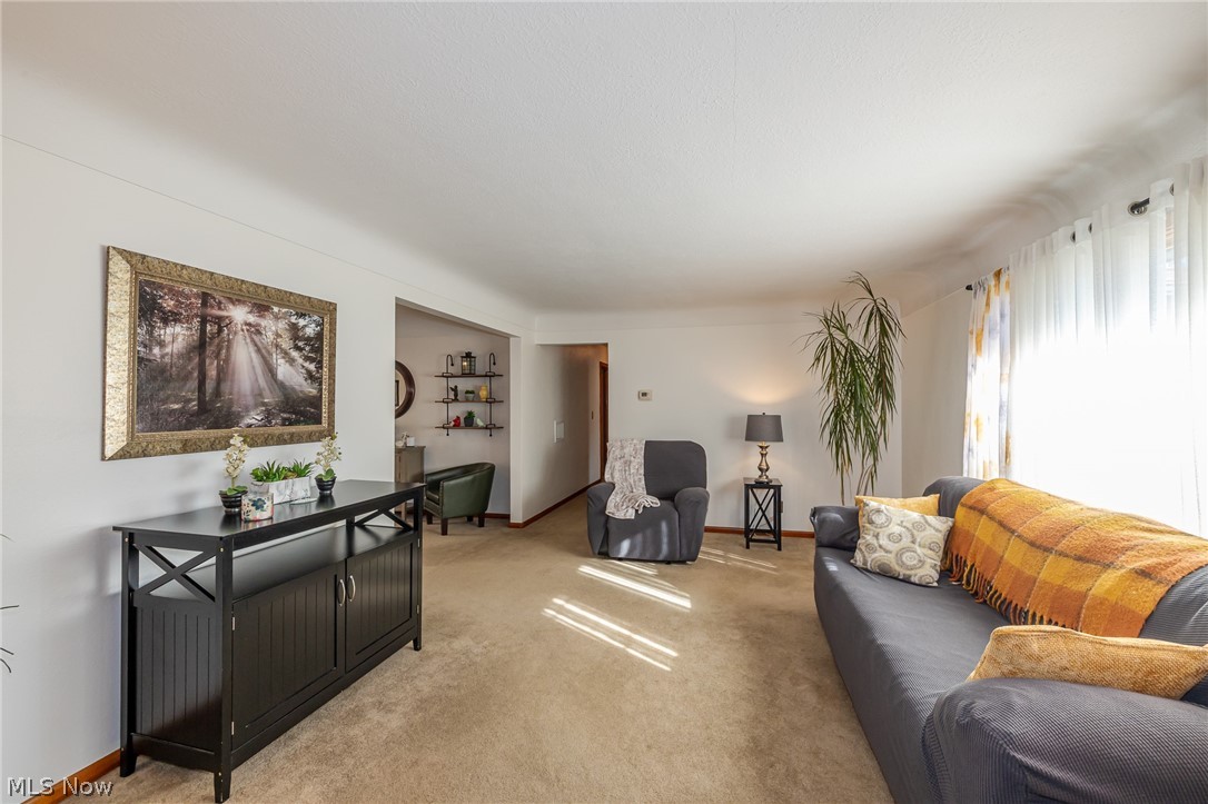 180 South Leavitt Road Amherst, OH 44001 - Photo 4 of 37 Living area with light carpet and baseboards