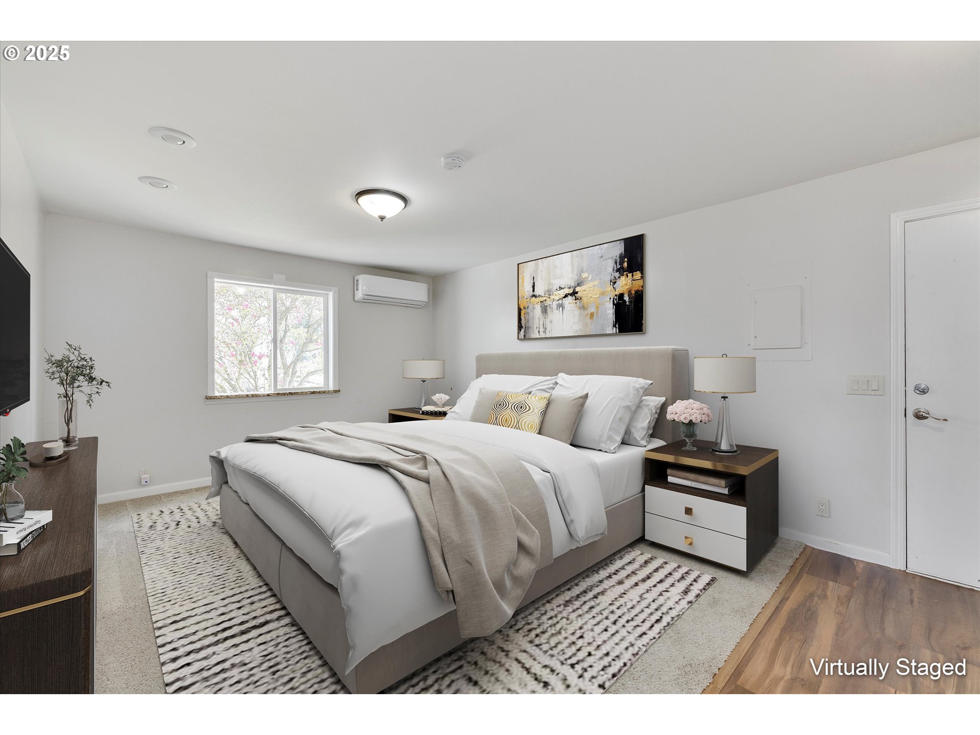 1805 Carroll Road Mosier, OR 97040 - Photo 21 of 45 a bedroom with a bed and a flat screen tv