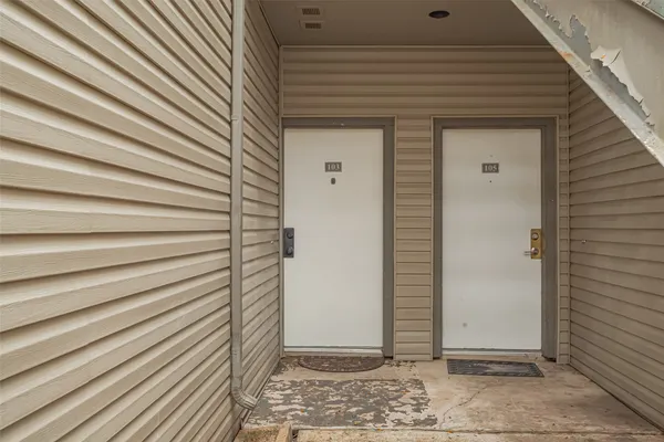 a view of wooden door