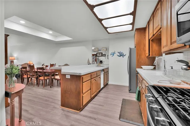 a kitchen with lots of counter top space