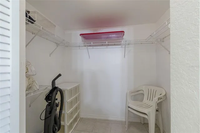 a view of a room with shelves