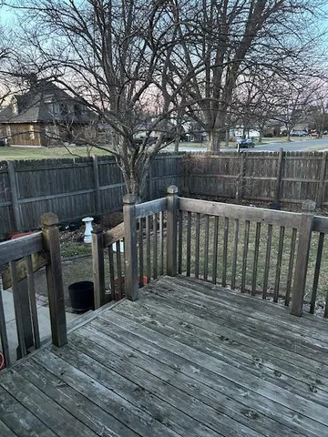 a view of a wooden deck