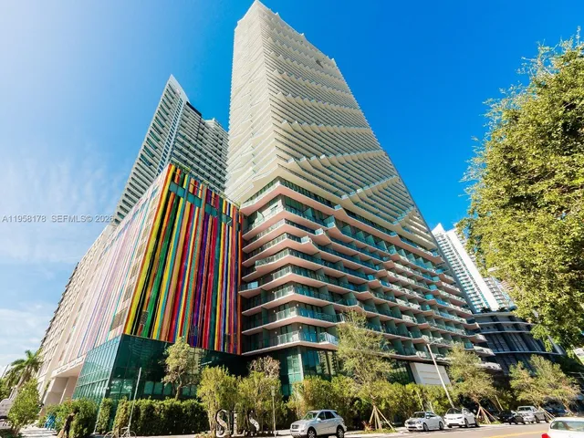 a front view of a multi story building