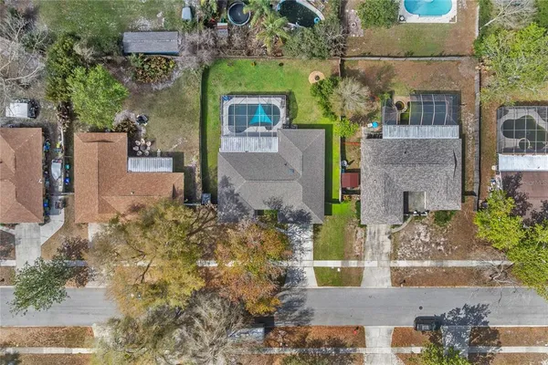 an aerial view of a house