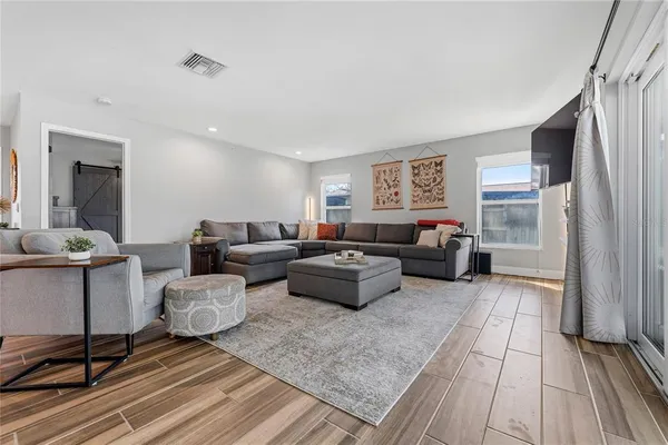 a living room with furniture