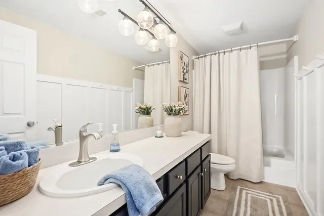 a view of a lake with a city