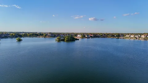a view of a lake with houses