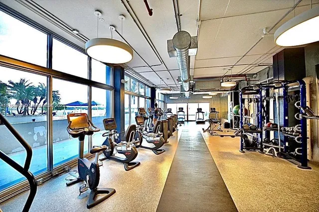 a view of a room with gym equipment