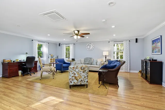 a living room with furniture