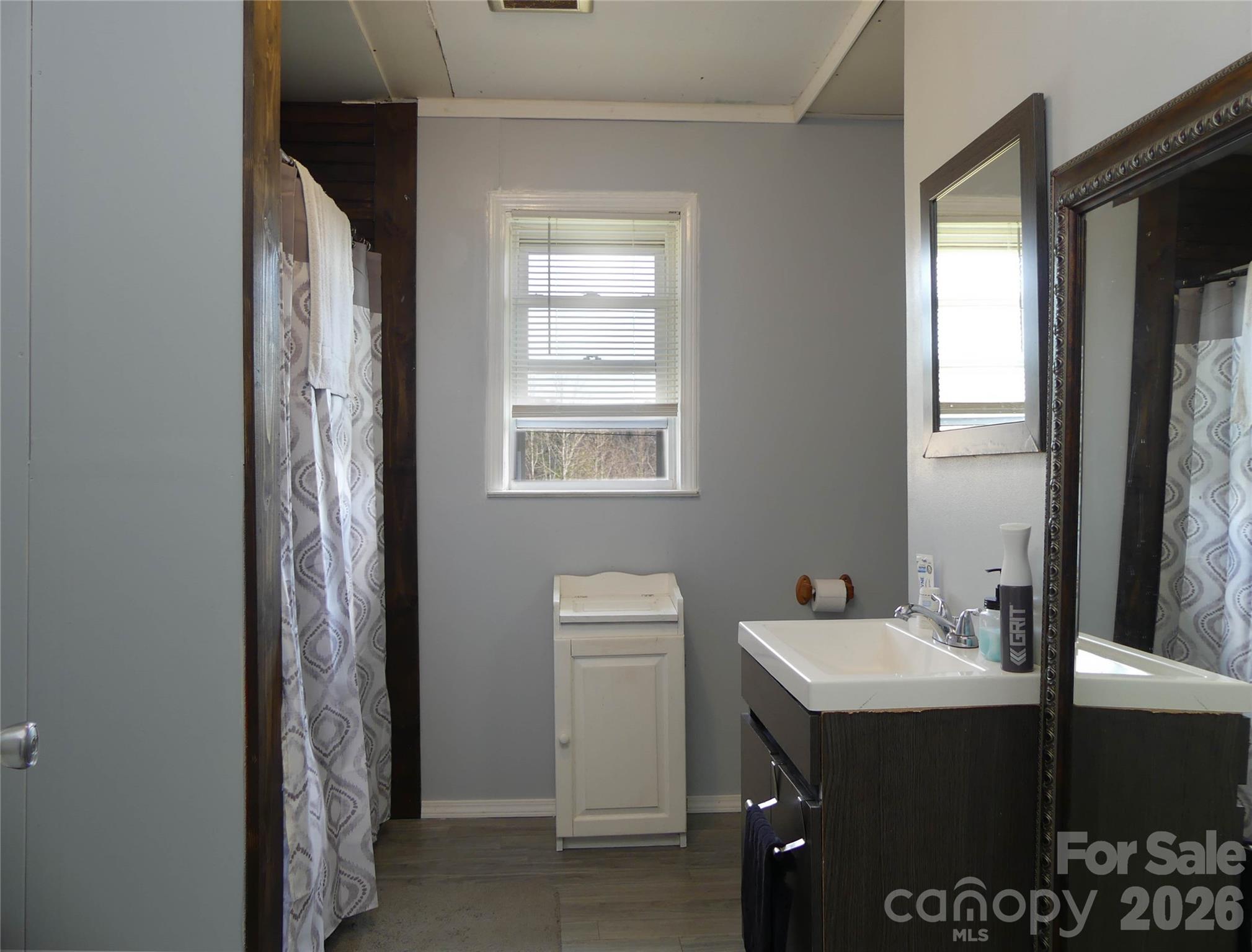 4636 Oak Hill School Road Lenoir, NC 28645 - Photo 14 of 23 a bathroom with a sink vanity and mirror