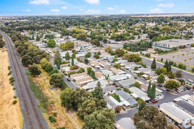 an aerial view of a city
