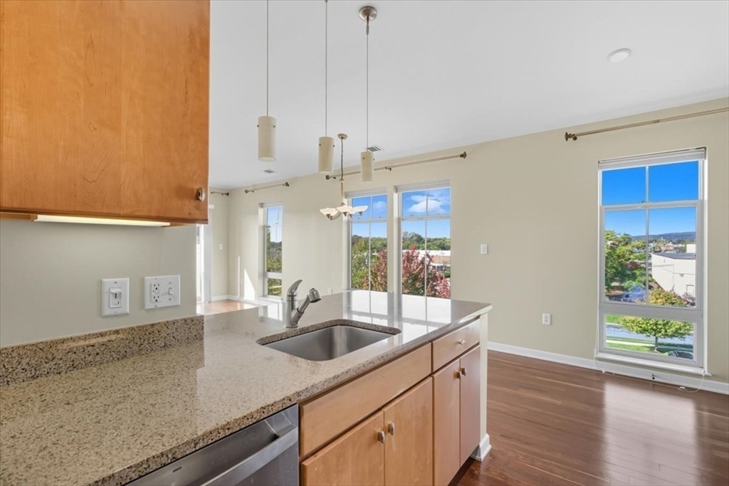 4 Repton Place, Unit 4410 Watertown, MA 02472 - Photo 3 of 41 a kitchen with stainless steel appliances granite countertop a sink a counter space and cabinets