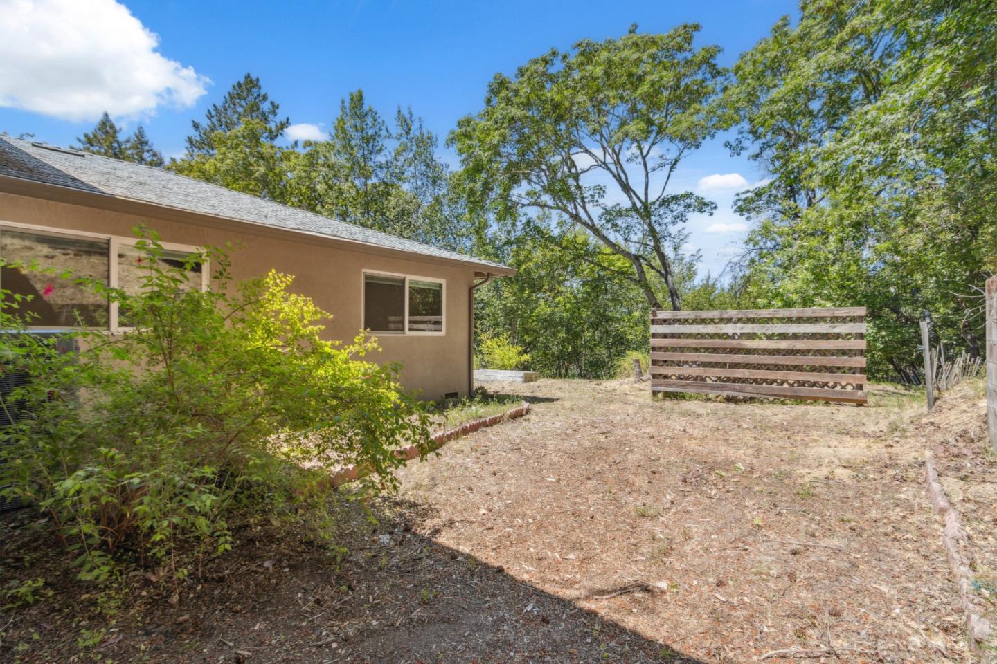 24895 Skyland Road Los Gatos, CA 95033 - Photo 64 of 113 a backyard of a house with plants and trees with wooden fence