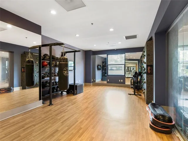 a view of a room with gym equipment