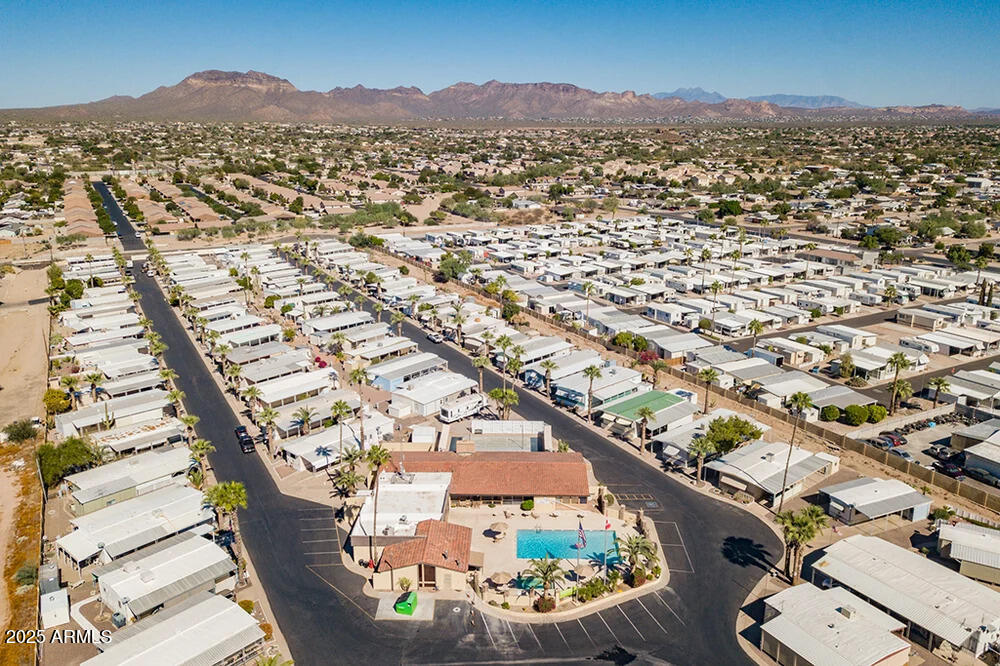 10220 East Apache Trail, Unit 16 Apache Junction, AZ 85120 - Photo 35 of 49 an aerial view of residential house with an outdoor space