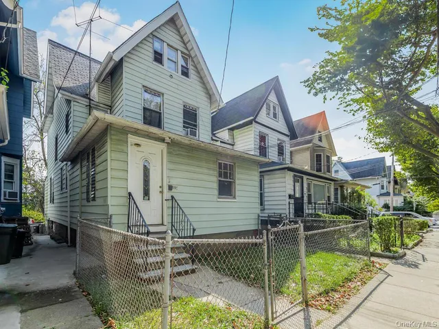 a view of a backyard with plants and large tree