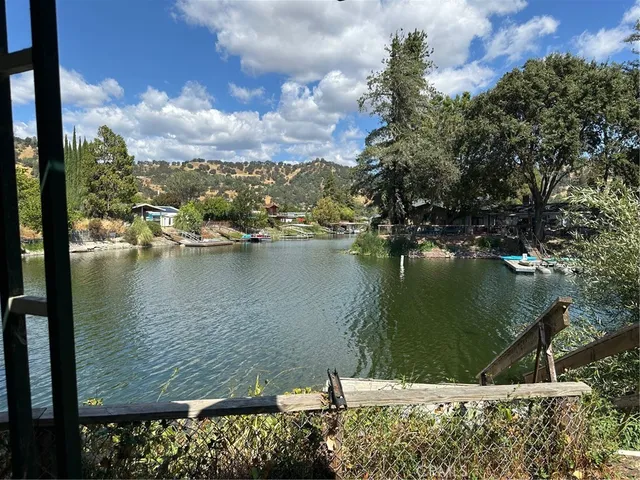 a view of a lake from a yard