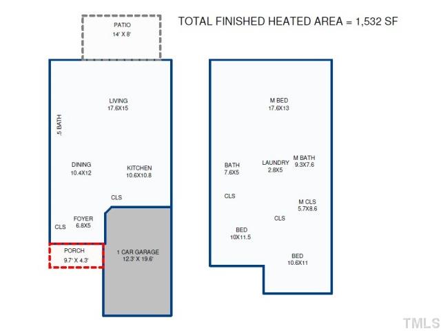 7122 Racine Way Raleigh, NC 27615 - Photo 20 of 20 Floor plan of the townhome.