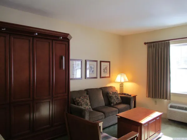 a living room with furniture and a window