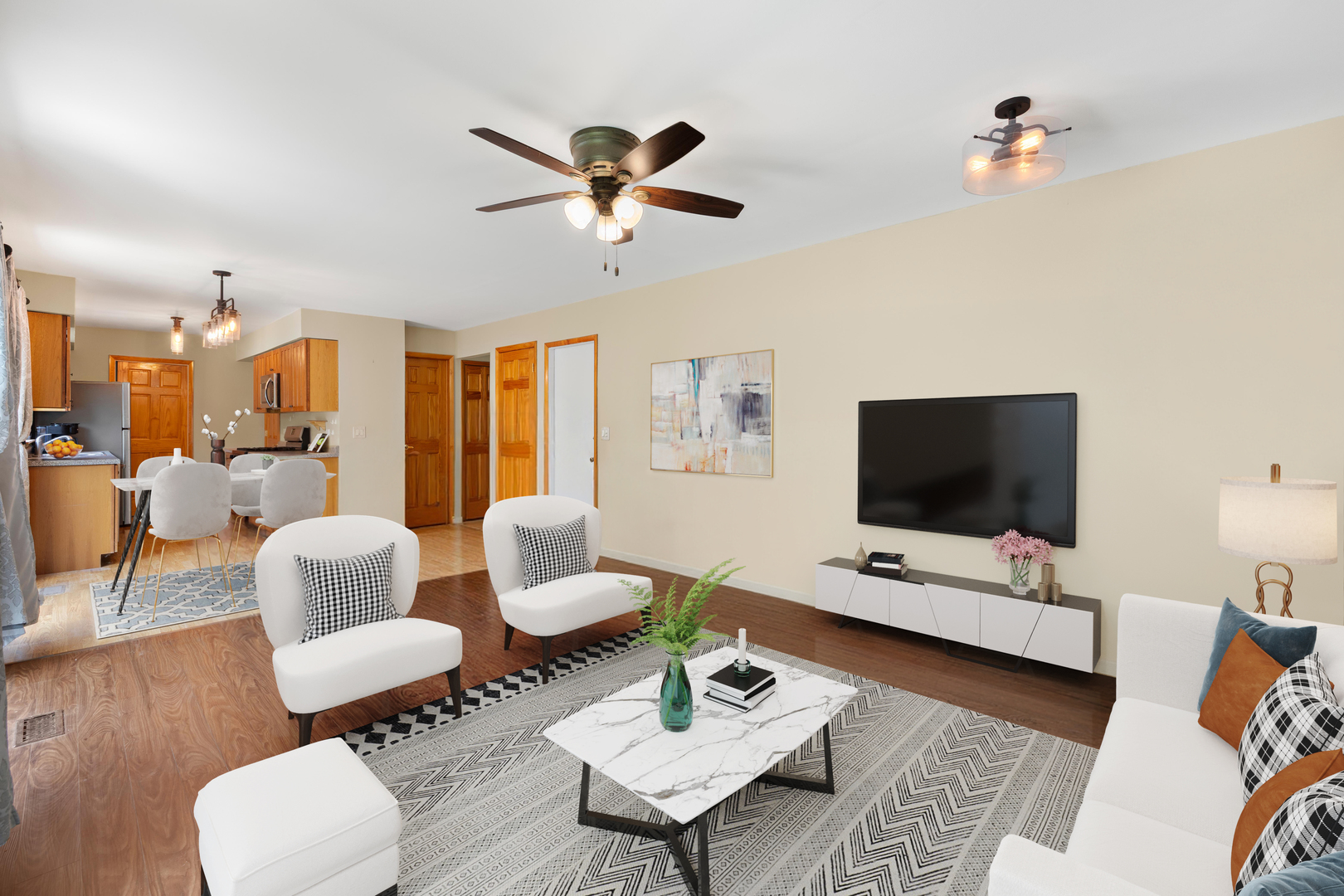 506 Old Hunt Road Fox River Grove, IL 60021 - Photo 15 of 44 a living room with furniture a rug and a flat screen tv