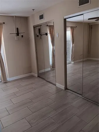 an empty room with closet