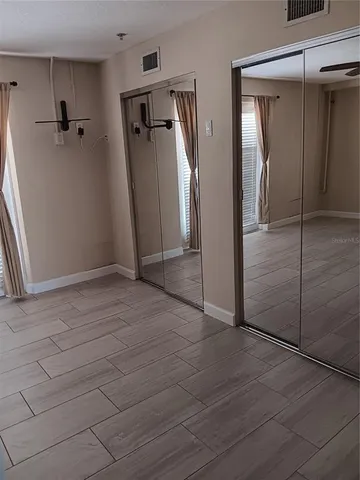 an empty room with closet