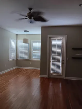 a view of a balcony from door