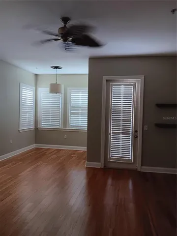 a view of a balcony from door