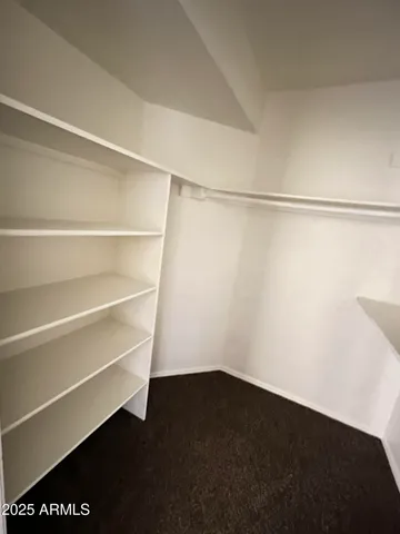 a view of an empty walk in closet