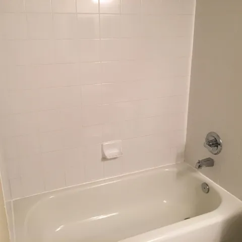 a bathroom with a bathtub