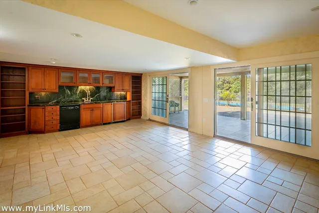 a view of a room with a window