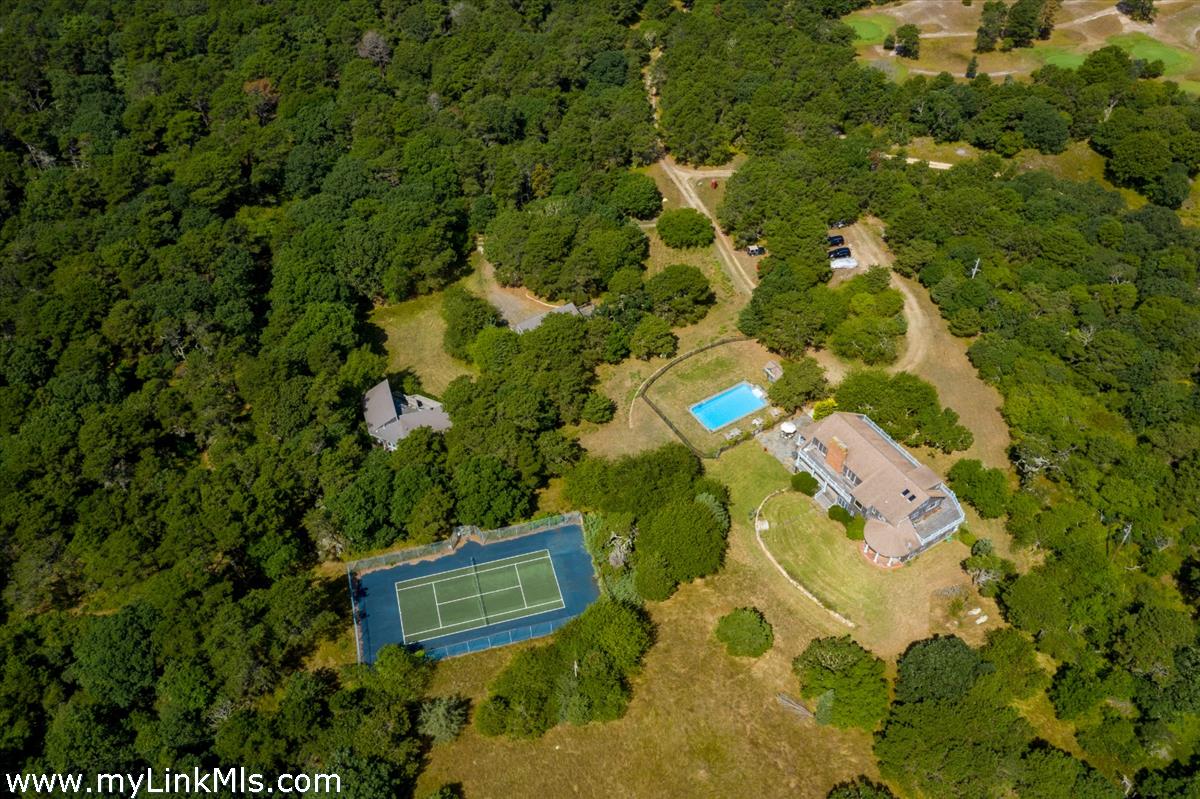 56 North Neck Road Edgartown, MA 02539 - Photo 55 of 63 Aerial of House, 2nd dwelling, Bunk House, pool & Tennis Court