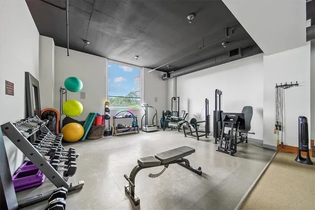 a room with gym equipment