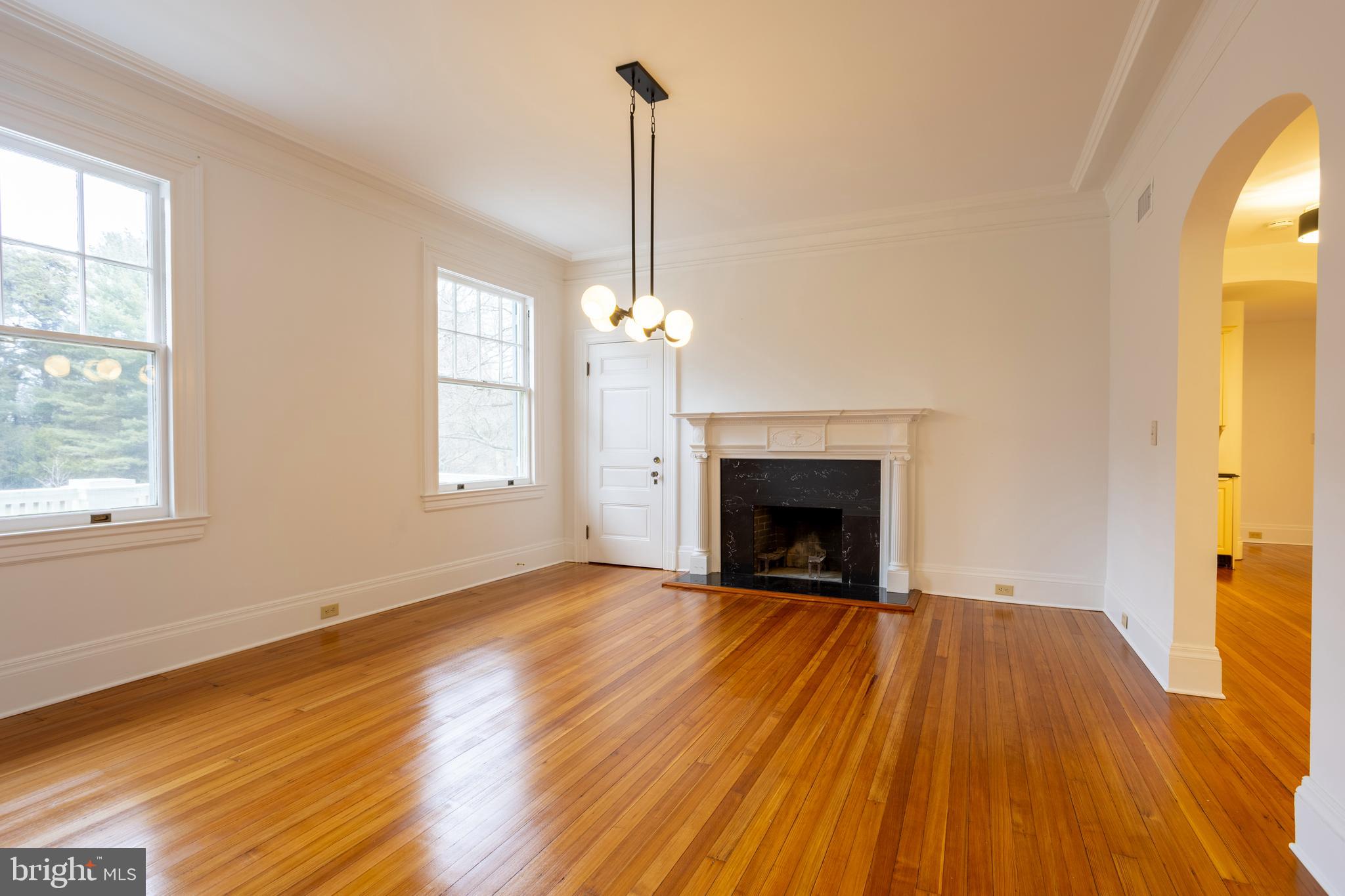 3 Devon Hill Road, Unit D4 Baltimore, MD 21210 - Photo 10 of 46 a view of a livingroom with wooden floor a fireplace and windows