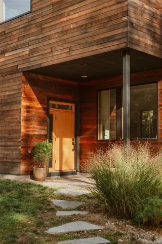 a view of a entryway door front of house