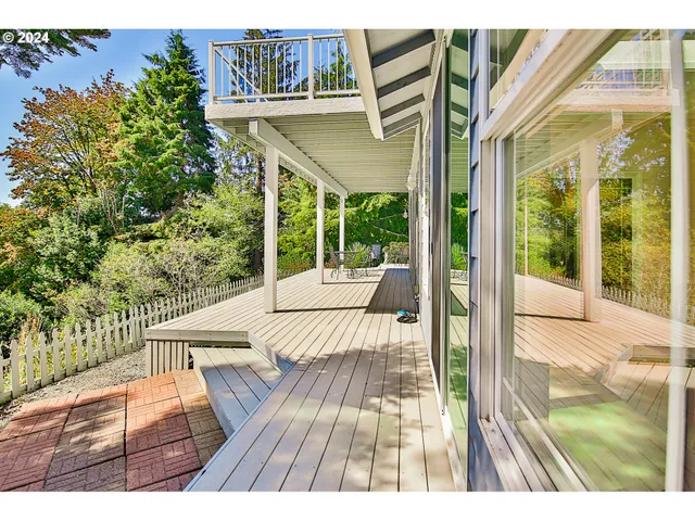 a view of backyard from deck