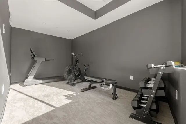 a view of a room with gym equipment