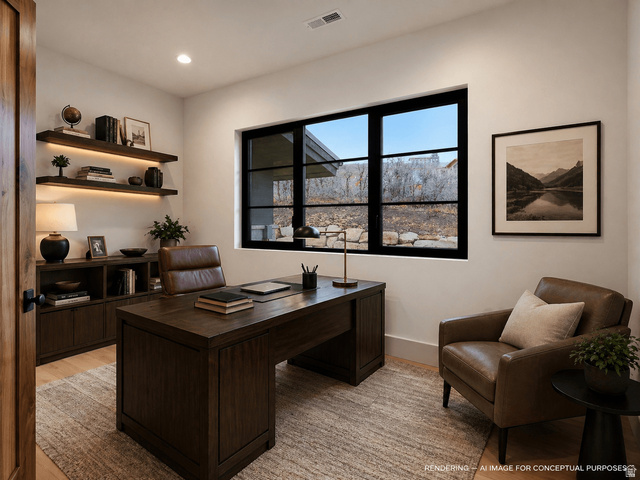 2155 East Wrangler Road Kamas, UT 84036 - Photo 8 of 62 Office area with light wood-style floors and recessed lighting