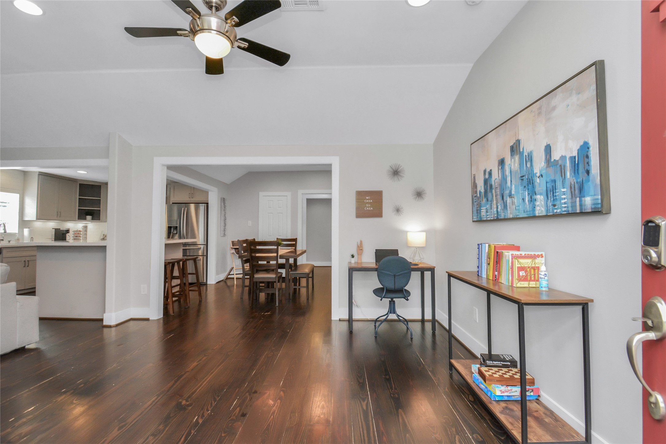 5705 Cochran Street Houston, TX 77009 - Photo 7 of 34 a view of a dining room with furniture window and wooden floor