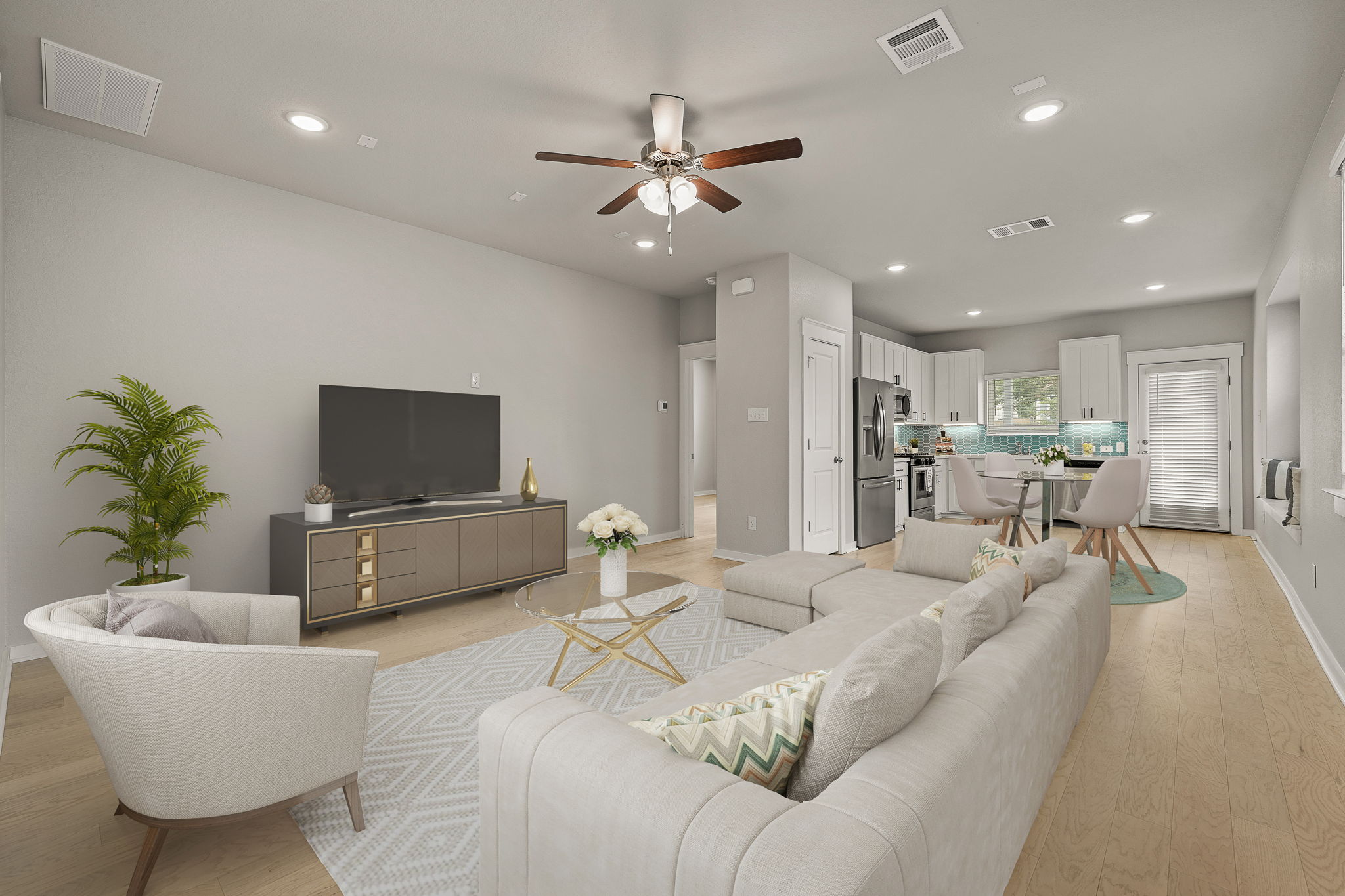 a living room with furniture and a flat screen tv