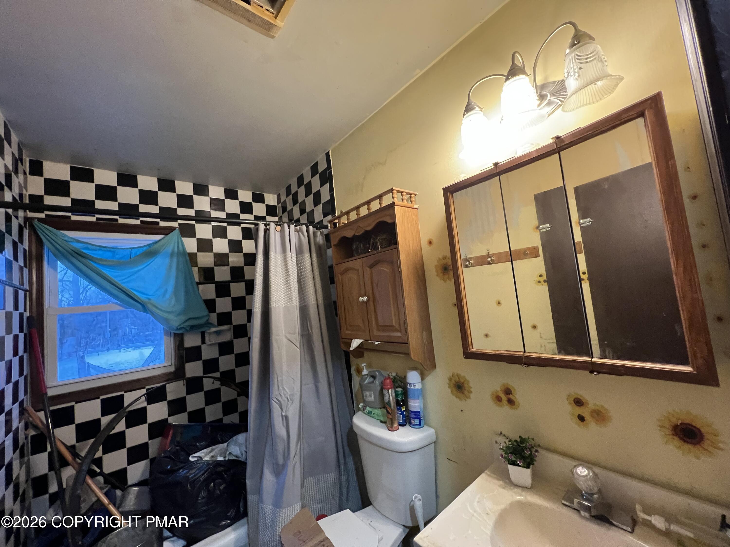 5062 Pine Ridge Road North East Stroudsburg, PA 18302 - Photo 10 of 17 a bathroom with a toilet a sink and mirror