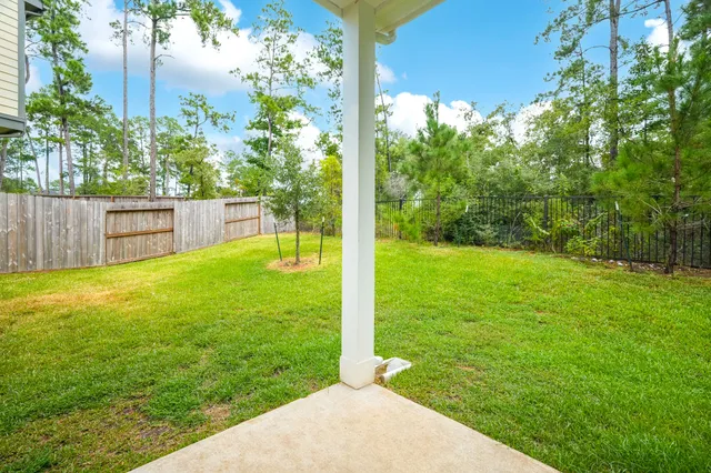 a view of a backyard with a small cabin