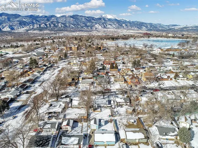 a view of city and mountain