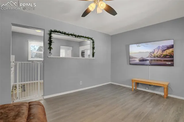 a view of livingroom with hardwood floor and window