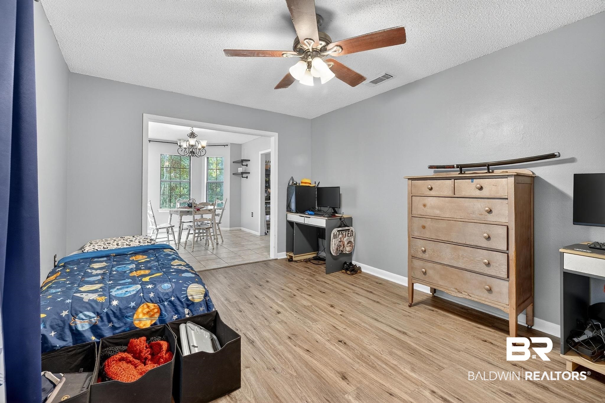 21895 2nd Street Silverhill, AL 36576 - Photo 27 of 43 Den featuring light wood finished floors and a ceiling fan